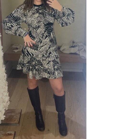 By Anthropologie 3/4 Sleeve Ruffled Sweater Knit Dress size S new nwt black - Picture 2 of 5